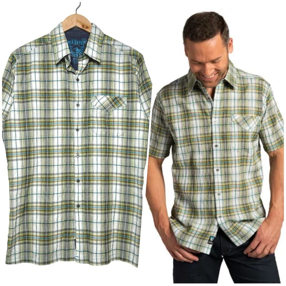Kuhl | Men | Stallion Seersucker Wild Lime Outdoor Button Up Shirt | Medium
